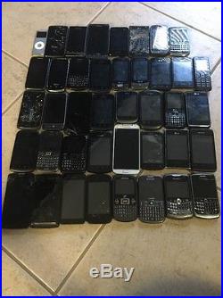 40 Smartphones, 1 iPod Lot, Resale, For Parts