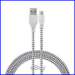50x LOT 10ft Braided Nylon Micro USB DataSync Charger Cable Cord For Cell Phones
