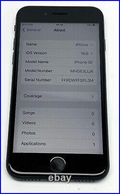 Apple iPhone SE A2275 MHGE3LL/A iPhone SE (Unlocked) Smartphone 64GB Black