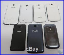 Dealer Lot Of 7 Android Cell Phone Smartphones Samsung ZTE & More Misc Carriers