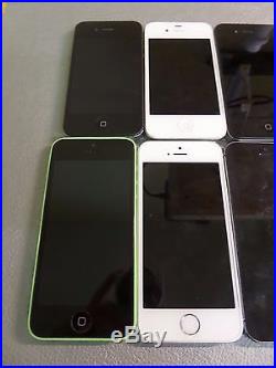 LOT OF 12 iPhone 4s, 5, 5c, 5s, 6 BROKEN FOR PARTS OR REPAIR