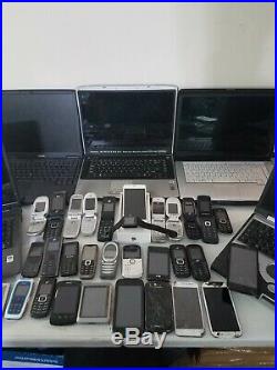 Large Lot Of 8 Laptops 1 Apple, 24 Dumb Phones, 6 Smart Phones And More