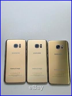 Lot Of 3 Samsung Galaxy S7 Edge T-mobile + GSM Unlocked Gold Smartphones