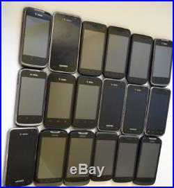 Lot of 18 T-Mobile Smartphones Mixed Brands 9 Samsung All Power On AS-IS GSM