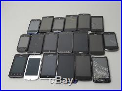 Lot of 19 AT&T Smartphones Mixed Models & Many Brands All Power On AS-IS GSM
