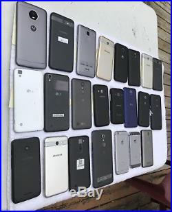 Lot of 23 Cell Phones Samsung iPhone ZTE LG Motorola ASUS Working with cases