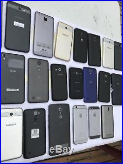 Lot of 23 Smartphones Samsung iPhone ZTE LG Motorola ASUS