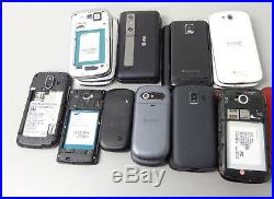 Lot of 25 AT&T Smartphones & Cell Phones Mixed Models GSM AS-IS Most Power On