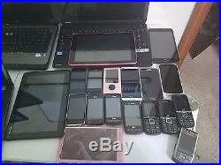 Lot of 28 Cell Phones, 1 Ipod, 4 Tablets, 9 Laptops, 1 Netbook. For Parts/Repair