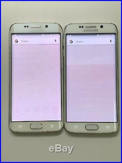 Lot of 2 Samsung Galaxy S6 Edge G925A AT&T 64GB White Smartphones Burn marks