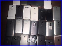 Lot of 30 Smartphones (iPhone, LG, Samsung, Motorola, HTC, Alcatel, Kyocera)