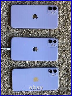 Lot of 3 Apple iPhone 11 128GB Purple A2111 (CDMA + GSM) READ DESCRIPTION