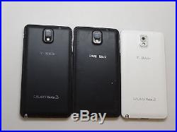 Lot of 3 Samsung Galaxy Note 3 SM-N900A AT&T Smartphones PowersOn Good LCD AS-IS