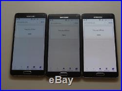 Lot of 3 Samsung Galaxy Note 4 Black T-Mobile & GSM Unlocked Smartphones AS-IS
