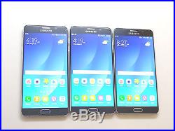 Lot of 3 Samsung Galaxy Note 5 SM-N920A AT&T Smartphones Power On AS-IS GSM