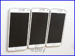 Lot of 3 Samsung Galaxy S5 SM-G900A AT&T 16GB White Smartphones AS-IS GSM