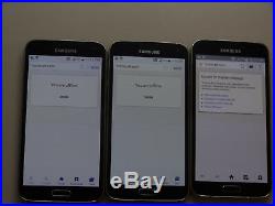 Lot of 3 Samsung Galaxy S5 SM-G900A AT&T GSM Unlocked Smartphones AS-IS GSM