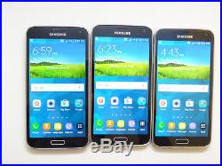 Lot of 3 Samsung Galaxy S5 SM-G900T T-Mobile & GSM Unlocked Smartphones AS-IS