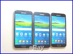 Lot of 3 Samsung Galaxy S5 SM-G900V Verizon GSM Unlocked 16GB Smartphones AS-IS