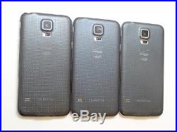 Lot of 3 Samsung Galaxy S5 SM-G900V Verizon GSM Unlocked 16GB Smartphones AS-IS