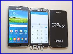 Lot of 3 Samsung Galaxy S5 Verizon & GSM Unlocked Smartphones PowerOn AS-IS GSM