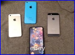 Lot of 4 LOCKED iPhones Models SE, 5C, 5S and 6