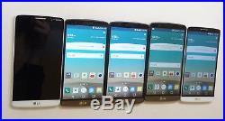 Lot of 5 LG G3 Smartphones 4 T-Mobile 1 Verizon Unlocked AS-IS GSM 4 Power On