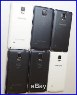 Lot of 6 Samsung Galaxy Note 4 Smartphones 5 GSM Unlocked & 1 T-Mobile AS-IS GSM