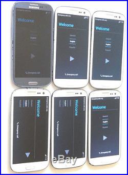Lot of 6 Samsung Galaxy S3 SGH-i747 AT&T Smartphones Power On Good LCD AS-IS GSM