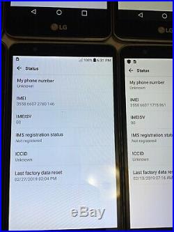 Lot of 8 LG Stylo 2 VS835 Verizon + GSM Unlocked Smartphones As-Is