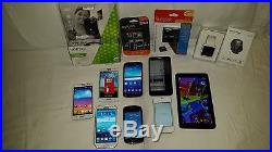 Mixed Cell Phones Lot & Smart Watch, Card Reader, SD Card & More