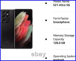 Samsung Galaxy S21 Ultra 5G SM-G998U 128GB Black (Verizon, A-Stock, HSO)